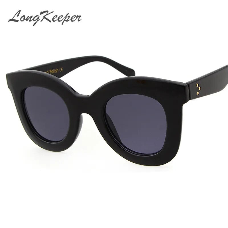 LongKeeper 2020 Fashion Square Sunglasses Women Cat Eye Luxury Brand Big Black Sun Glasses Female Lunette Femme Oculos 5690M