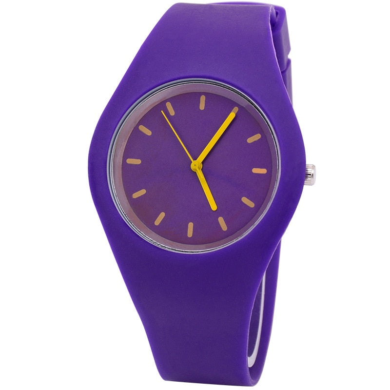 Woman Fashion Casual Silicone Strap quartz watch Candy-colored Jelly watch Ladies Fashion Dress Quartz Wristwatch Female Watch