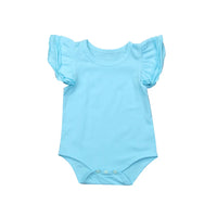 Infant Baby Girls Solid Ruffles Cotton Romper Short Sleeve Outfits Jumpsuit Clothes
