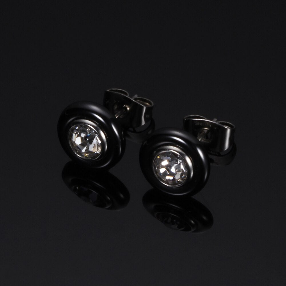 New Wedding Earring Jewelry Black White Ceramic Stud Earrings For Women girl Kids With  AAA Health Ceramic Zirconia Earring