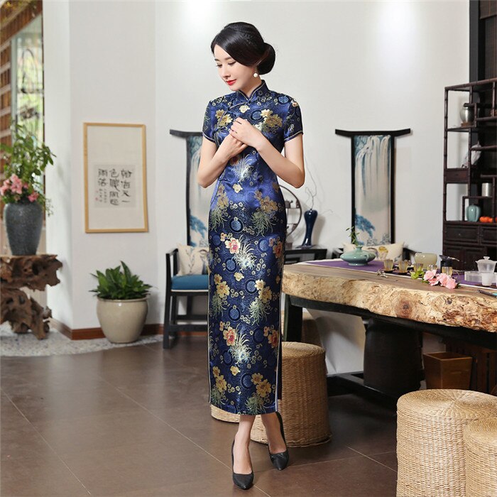 2021Sexy New High Fashion Green Rayon Cheongsam Chinese Classic