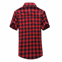 Red And Black Plaid Shirt Men Shirts 2023 New Summer Fashion Chemise Homme Mens Checkered Shirts Short Sleeve Shirt Men Blouse