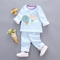 Kids Pajama Sets 1- 3Y Baby Girl Cotton Pajamas Winter Warm Underwear Thermal Clothes Thicken Children Clothing Girls Clothes