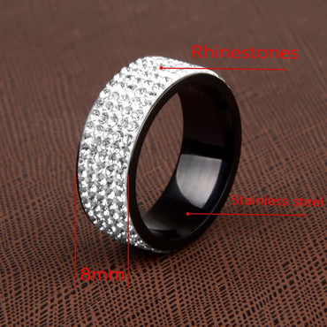 High Quality Punk Rock Stainless Steel Black Ring Men Blue Red Green Crystal Ring For Women Wedding Ring Jewelry 6 7 8 9 10 11