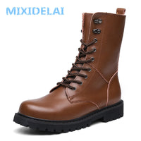 Large Size Motorcycle Boots Men Winter Shoes Warm Waterproof Men Leather Boots Footwear Cowboy Tactical Boots Men Casual Shoes