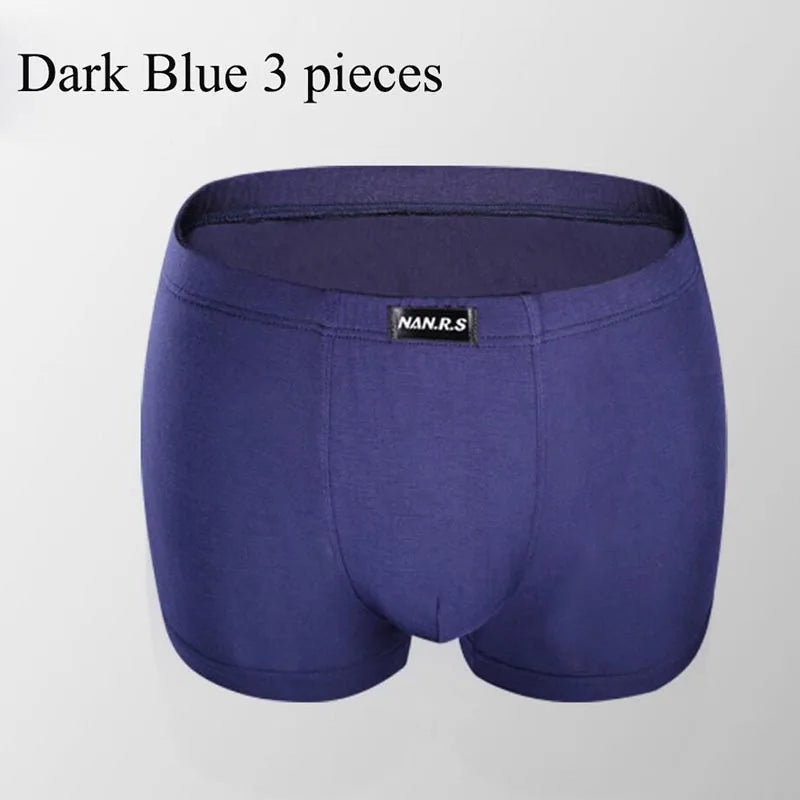 3pcs Soft Bamboo Fiber Men's Panties Shorts Sexy Male Underwear Boxers Modal Man Underpants Solid Colors XXXL