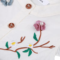 Children Summer Sleeveless Girls Cute Sweet Cotton Vest Flower Peach Embroidered Princess Dress