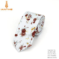 Brand New 100% Cotton Men's Paisley Print Neck Ties For Men Necktie Narrow Slim Skinny Cravate Narrow Flower Neckties Corbatas