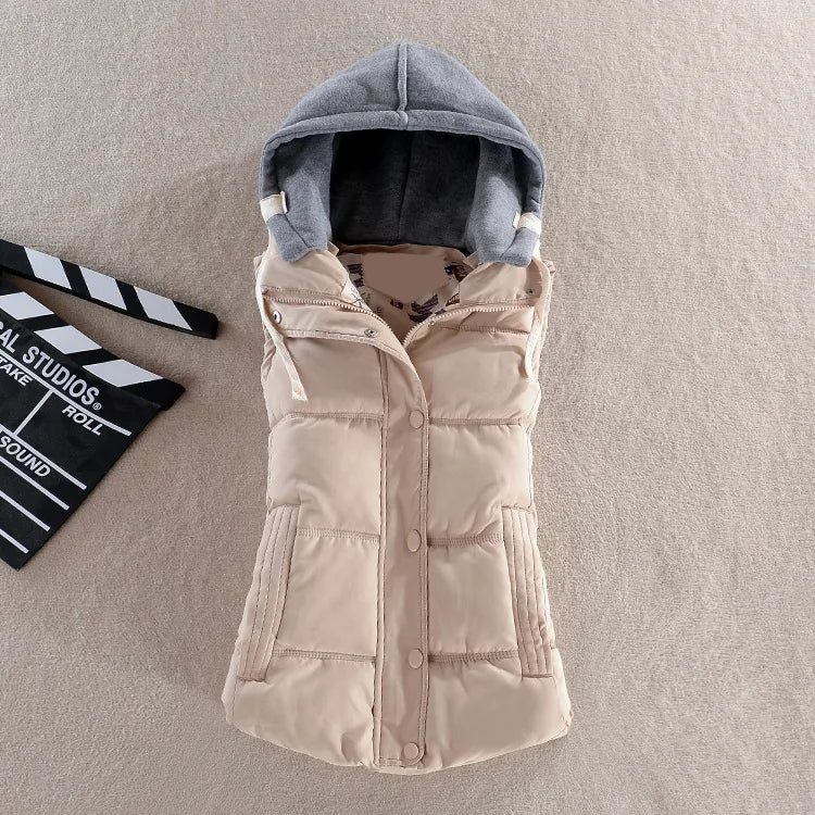 MyNewIn Warm Vest  Autumn Winter Women Casual Sleeveless Hooded Cotton Jacket Coral Velvet Female Coat Large Size 4XL Waistcoat