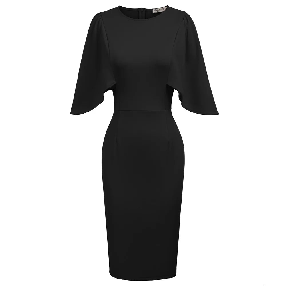 Grace Karin Women Dresses 3/4 Ruffle Sleeve Crew Neck Hips-wrapped Bod Mega Mart Center Grace Karin Women Dresses 3/4 Ruffle Sleeve Crew Neck Hips-wrapped Bod Mega Mart Center