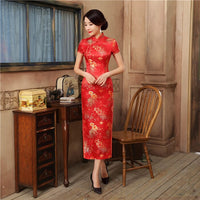 2021Sexy New High Fashion Green Rayon Cheongsam Chinese Classic