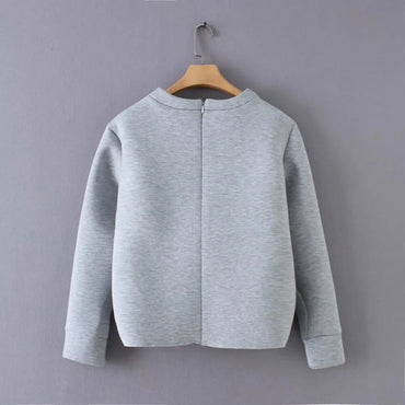 2018 Autumn Winter Women Cotton Gray Sweatshirts Female Heart Deisgn Fashion Pullover Jacket Womens Long Sleeve Tops Clothes