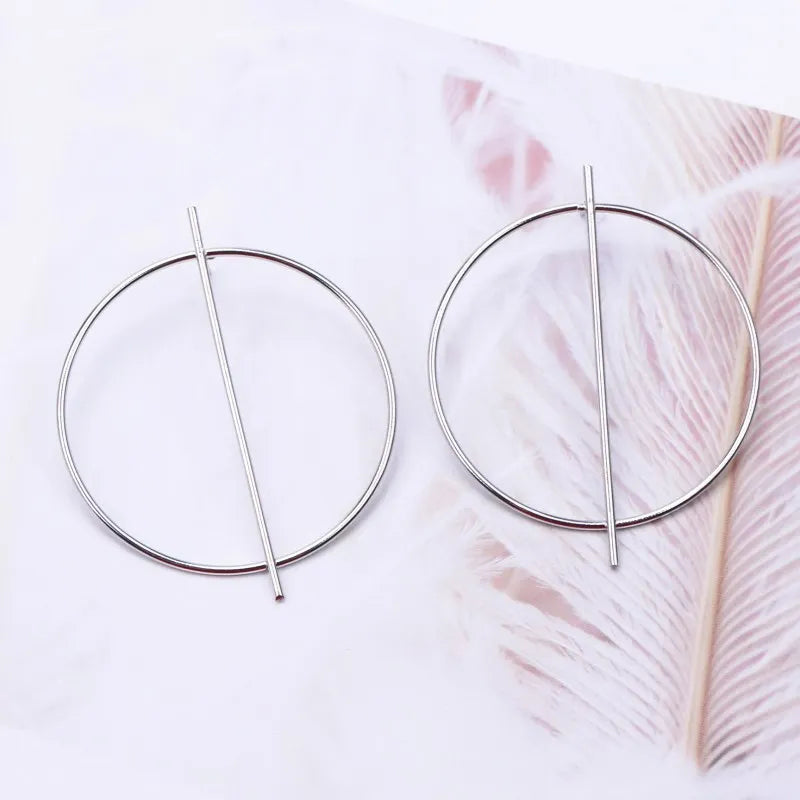 New Fashion Exaggerated Big Circle Round Drop Earrings for Women Studs Gold Color Ear Club Party Jewelry Punk Oorbellen