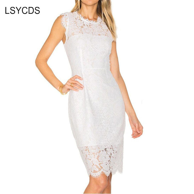 LSYCDS Robe Sexy Blue Dress Women Elegant Lace Black White Red Ladies Casual Dress Bodycon Summer Dresses Woman Party Night 2022