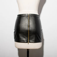 Hot Sexy Zipper Micro MINI Skirt Faux Leather Skirt Tight Hip Slim High Waist With Belt Pencil Package Hip Skirt Club Wear FX017