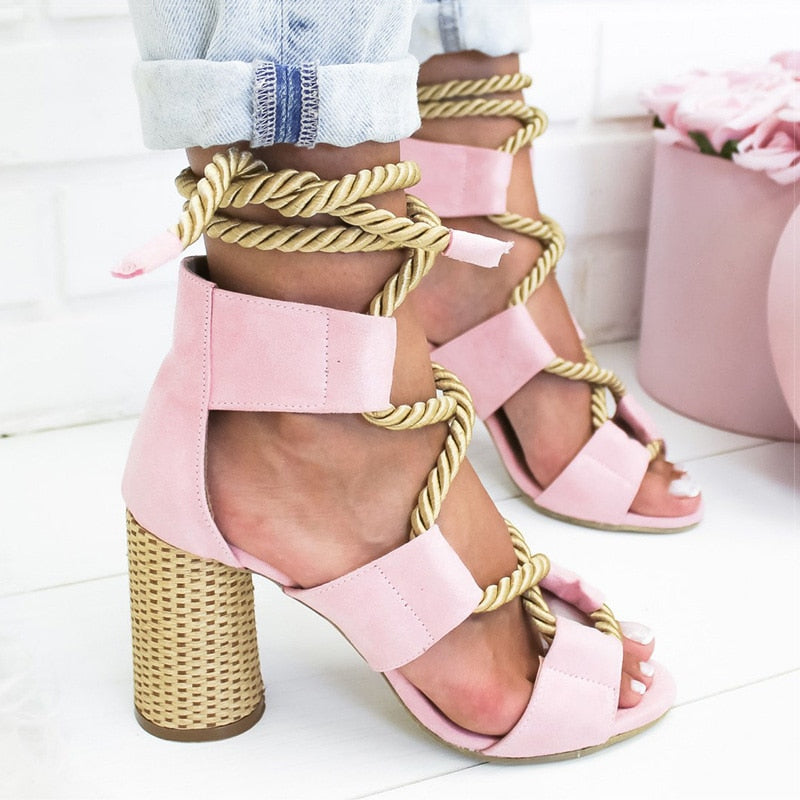 Women Sexy Pumps Lace Up High Heels Women Gladiator Sandals For Party Wedding Shoes