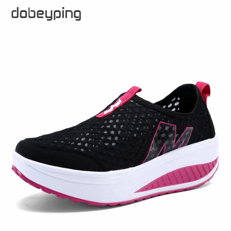 Spring Summer Shoes Woman Breathable Breathable Mesh Flat Platform Women Shoes Slip On Women's Loafers Swing Wedges Ladies Shoe