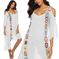 Big Size Beach Cover Up Crochet Maxi Dress Swimwear Robe Cover-ups For Women Ups White Pareo Suit Swim Wear xxl Beachwear 2022