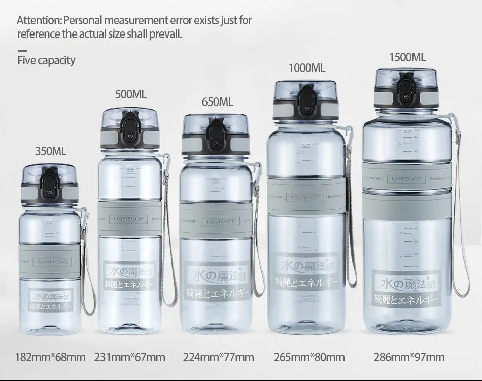 500/1000ml Sports Water Bottles BPA Free Portable Leakproof Shaker Outdoor Tour Gym Drink Bottle Eco-friendly Plastic Coffee Cup