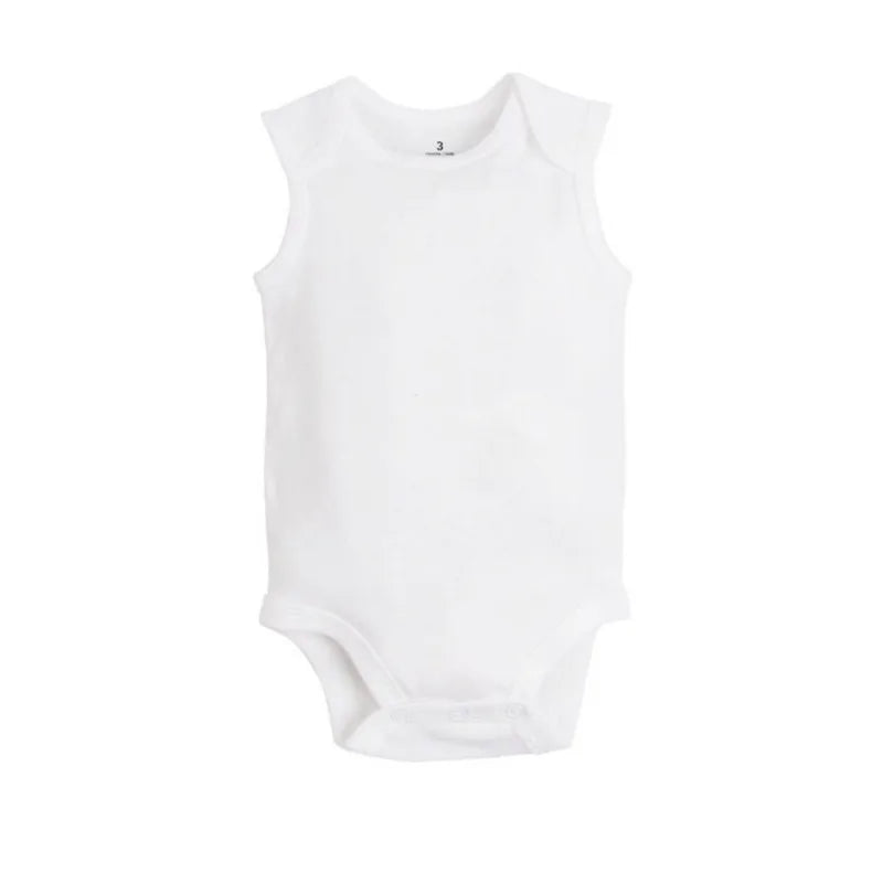 5 PCS/LOT Newborn Baby Clothing 2023 Summer Sleeveless Baby Boy Girl Clothes 100% Cotton White Kids Baby Bodysuits & Jumpsuits