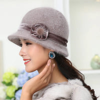 20 style Hot Sell Winter Women Knitted Floral Skullies Super Soft Wool Mix Rabbit Fur Hat Warm Beanies Female Baggy Headwear Cap