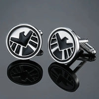 Classic design men's French shirt cuff button high quality copper silvery metallic Black Enamel CuffLinks
