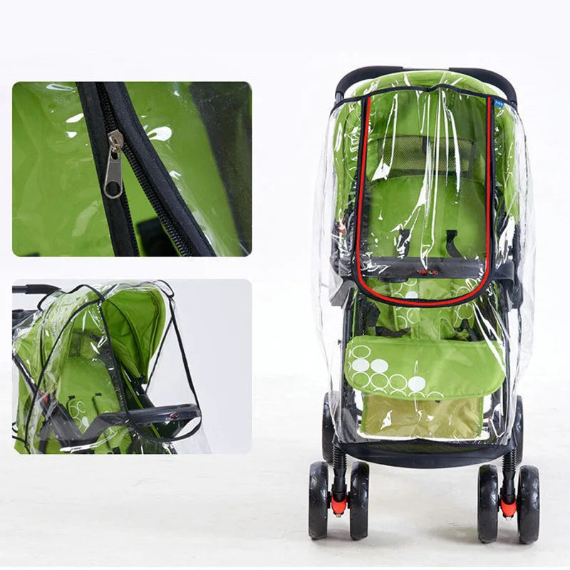 EVA Baby Stroller Accessories Waterproof Rain Cover Transparent Wind Dust Shield Zipper Open For Pushchairs Raincoat