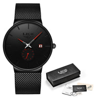 Relojes Hombre LIGE New Mesh Steel Men Watches Top Brand Luxury Ultra-thin Waterproof Quartz Watch Men Casual Sport Quartz Clock