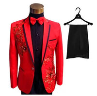 Sequins Men Suit Stage Singers Performance Embroidery Host Formal Wear Emcee Spring Shiny