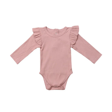 Newborn Bab Girls Kids Clothes Romper Long Sleeve Solid Ruffles Jumpsuit Clothes Outfits 0-24M Baby Clothing