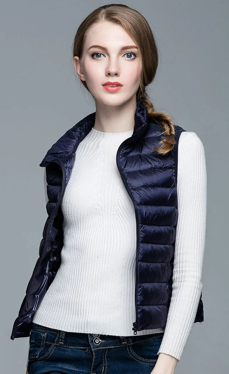 Winter Women 90% White Duck Down Vest Ultra Light Vest Jacket Autumn Winter Sleeveless Coat Waistcoat