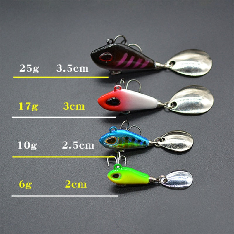 OUTKIT New Metal Mini VIB With Spoon Fishing Lure 6g10g17g25g 2cm Fishing Tackle Pin Crankbait Vibration Spinner Sinking Bait