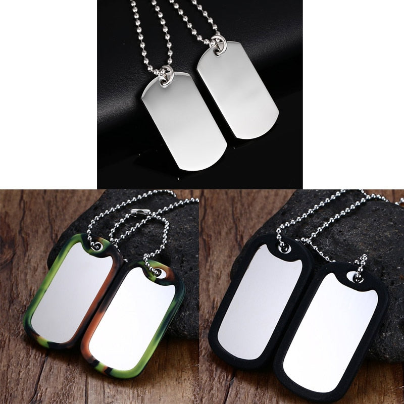 VNOX Stainless Steel Double Dog Tag Necklace Pendant ID Men Jewelry 24" Chain