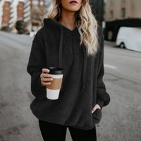 Winter Women Sherpa Hoodies Oversized Fleece Hooded Pullover Loose Fluffy Coat Warm Streetwear Hoodies