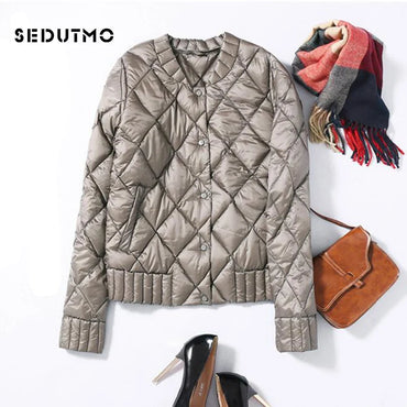 SEDUTMO Winter Women Down Jackets Ultra Light Duck Down Coat Short Puffer Jacket  Autumn Parkas ED039