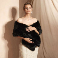 100% Real Pictures Black Party Evening Jacket Wrap Faux Fur Wedding Cape Winter Women Bolero Wrap Winter Shawl Stock