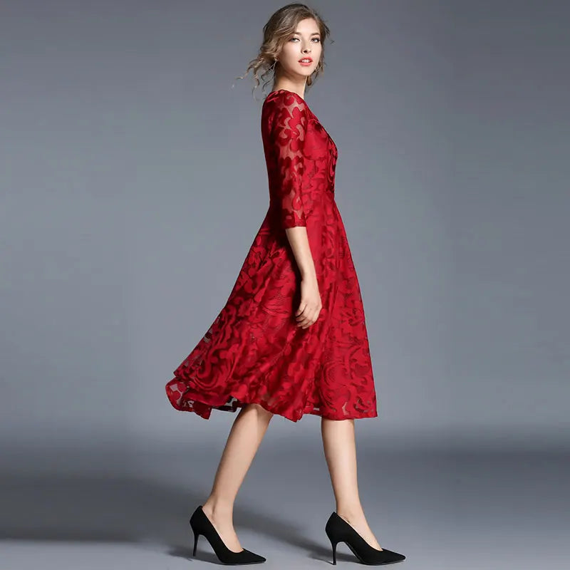 Borisovich New 2018 Spring Fashion England Style Luxury Elegant Slim Ladies Party Dress Women Casual Lace Dresses Vestidos M107