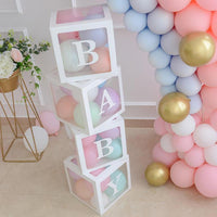 Alphabet Name Transparent Packing Box Birthday Balloon Box Wedding 1st Birthday Party Decor Kids Latex Balloon Baby shower Girl