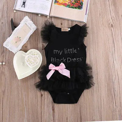 Citgeet Black Kids Baby Girls Clothes Lace Tulle Ruffles Bow Cotton Romper Jumpsuit Outfits Summer Clothing