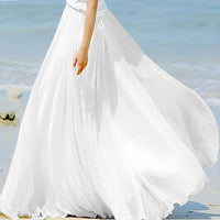 Fashion Women Chiffon Long Skirts High Waist Floor Length Ruffles White Summer Boho Maxi Skirt Saia Longa Faldas