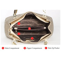 FOXER Occident Style Gold Totes Women's Cow Split Leather Handbag Fashion Lady Commute Purse Luxury Large Capacity Shoulder Bag