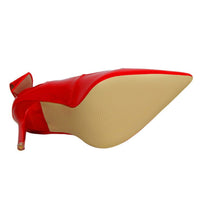 Fashion Cut-outs Bowtie Pointed Toe 10cm High Heels Solid Patent Leather Shallow Woman Party Pumps Office Ol Shoes Woman