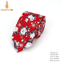Brand New 100% Cotton Men's Paisley Print Neck Ties For Men Necktie Narrow Slim Skinny Cravate Narrow Flower Neckties Corbatas