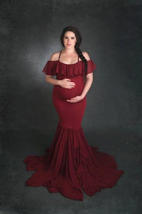 Mermaid Maternity Dresses For Photo Shoot Pregnant Women Pregnancy Dress Photography Props Sexy Off Shoulder Maxi Maternity Gown