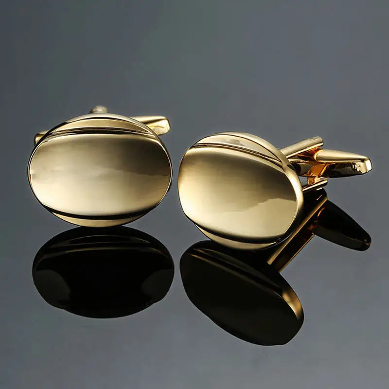 Classic design men's French shirt cuff button high quality copper silvery metallic Black Enamel CuffLinks