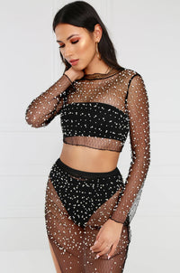 BKLD Summer Women Two piece Set Beach Styles Crop Top Skirt Set Sexy Mesh See-Through Pearl Beading Women Dress 2 Piece Set