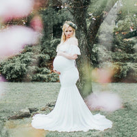 Mermaid Maternity Dresses For Photo Shoot Pregnant Women Pregnancy Dress Photography Props Sexy Off Shoulder Maxi Maternity Gown