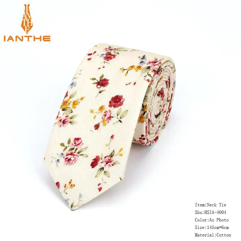 Brand New 100% Cotton Men's Paisley Print Neck Ties For Men Necktie Narrow Slim Skinny Cravate Narrow Flower Neckties Corbatas