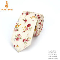 Brand New 100% Cotton Men's Paisley Print Neck Ties For Men Necktie Narrow Slim Skinny Cravate Narrow Flower Neckties Corbatas