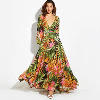 2023 Spring Boho Maxi Dress Vintage V Neck Lantern Sleeve Elegant Evening Party Long Dresses Women Tunic Plus Size 5XL Vestidos